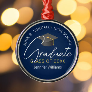 Elegant Navy Blue Afstuderen speciaal kerstfeest Metalen Ornament