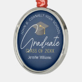 Elegant Navy Blue Afstuderen speciaal kerstfeest Metalen Ornament (Links)