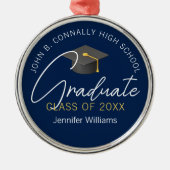 Elegant Navy Blue Afstuderen speciaal kerstfeest Metalen Ornament (Voorkant)