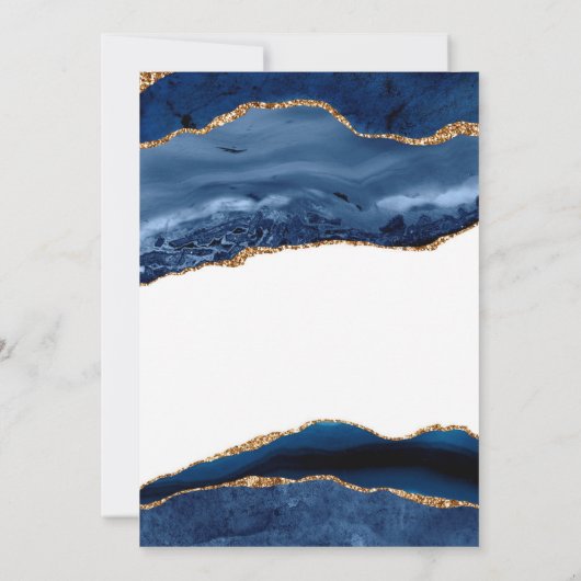 Elegant Navy Blue Agate en Gold | 50e verjaardag Kaart (Achterkant)