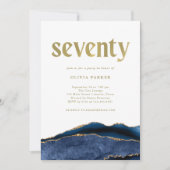Elegant Navy Blue Agate en Gold | 70e verjaardag Kaart (Voorkant)