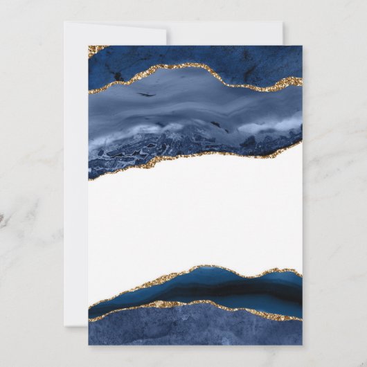 Elegant Navy Blue Agate en Gold | 70e verjaardag Kaart (Achterkant)