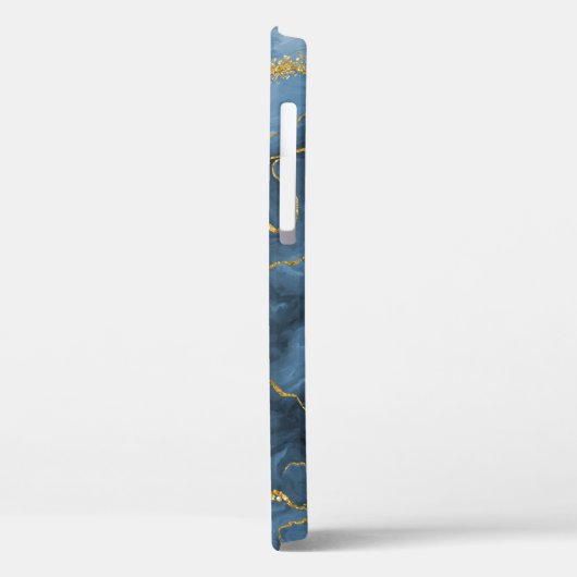 Elegant Navy Blue Agate Geode Marble Monogram Case-Mate iPhone Case (Achterkant / Links)