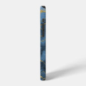 Elegant Navy Blue Agate Geode Marble Monogram iPhone Hoesje (Linkerkant)