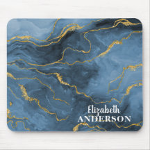 Elegant Navy Blue Agate Geode Marble Monogram