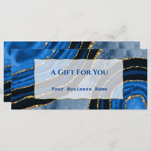 Elegant Navy Blue Agate Gold-cadeaubon (Voorkant / Achterkant)