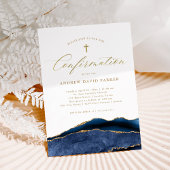 Elegant Navy Blue Agate | Goudkruisbevestiging Kaart