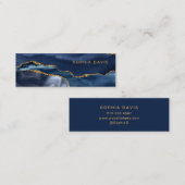 Elegant Navy Blue Agate met Faux Gold Mini Visitekaartje (Voorkant / Achterkant)