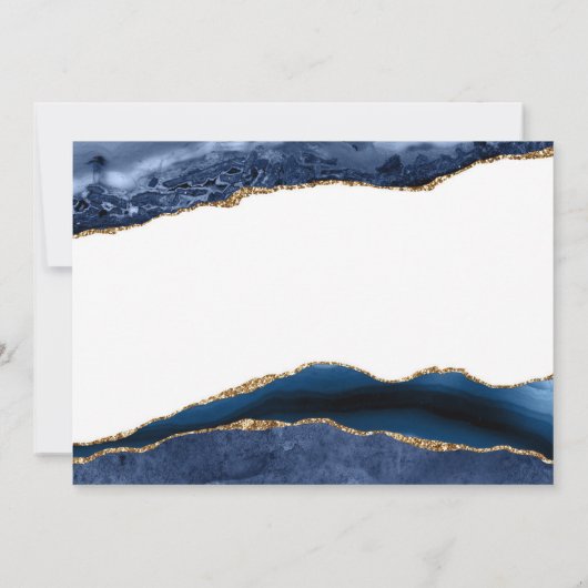 Elegant Navy Blue Agate met foto | Baptisme Bedankkaart (Achterkant)