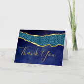 Elegant Navy Blue Agate Wedding Dank je wel Folie Wenskaart (Voorkant)