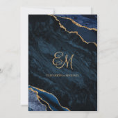 Elegant Navy Blue Agate Wedding Save the Date (Achterkant)