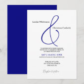 Elegant Navy Blue Ampersand trouwuitnodiging Kaart (Voorkant / Achterkant)