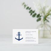 Elegant Navy Blue Anchor Simple Nautical Visitekaartje (Staand voorkant)