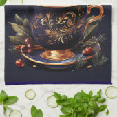 Elegant Navy Blue and Gold Christmas Theedoek (Gevouwen)