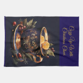 Elegant Navy Blue and Gold Christmas Theedoek (Horizontaal)