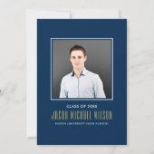Elegant Navy Blue and Gold Graduation Party Kaart (Achterkant)