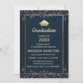 Elegant Navy Blue and Gold Graduation Party Kaart (Voorkant)