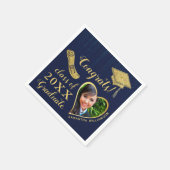 Elegant Navy Blue and Gold Photo 2023 Afstuderen Servet (Hoek)