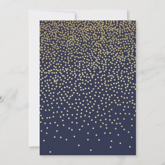 Elegant Navy Blue and Gold Script Holiday Party Kaart (Achterkant)