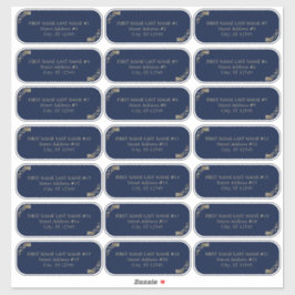 Elegant Navy Blue and Gold Wedding Guest Address Sticker