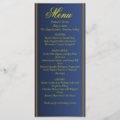 Elegant Navy Blue and Gold Wedding Menu Card (Voorkant)