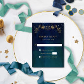 Elegant Navy, Blue and Green Celestial Gilded RSVP