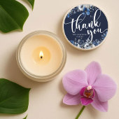 Elegant Navy Blue and Silver Floral   Ronde Sticker