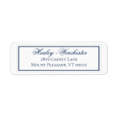 Elegant Navy Blue and White Wedding Address Label (Voorkant)