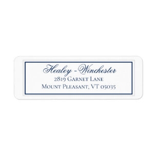 Elegant Navy Blue and White Wedding Address Label