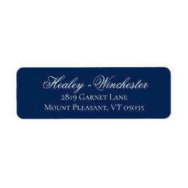 Elegant Navy Blue and White Wedding Address Label