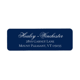 Elegant Navy Blue and White Wedding Address Label