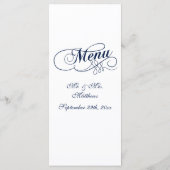 Elegant Navy Blue and White Wedding Menu Sjablonen (Achterkant)