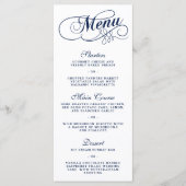 Elegant Navy Blue and White Wedding Menu Sjablonen (Voorkant)
