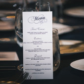 Elegant Navy Blue and White Wedding Menu Sjablonen