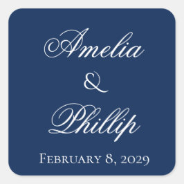 Elegant Navy Blue and White Wedding Stickers