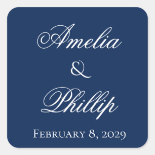 Elegant Navy Blue and White Wedding Stickers