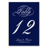 Elegant Navy Blue and White Wedding Table Number Kaart (Voorkant)