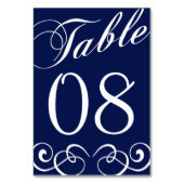 Elegant Navy Blue and White Wedding Table Number Kaart (Achterkant)