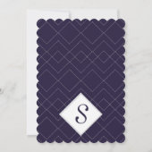 Elegant Navy Blue Art Deco Geometric Pattern Kaart (Achterkant)