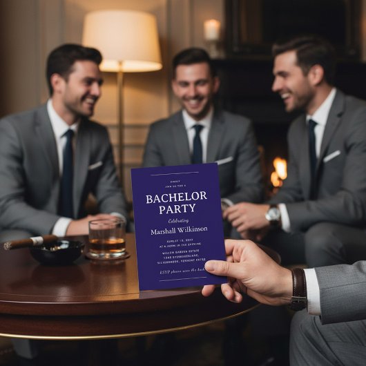 Elegant Navy Blue Bachelor Party  QR Code Kaart