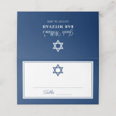 Elegant Navy Blue Bar Mitzvah Place Card Plaatskaartje (Buitenkant ongevouwen)