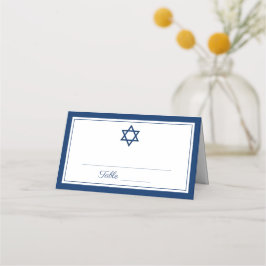 Elegant Navy Blue Bar Mitzvah Place Card Plaatskaartje
