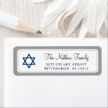 Elegant Navy Blue Bar Mitzvah Return Address Etiket<br><div class="desc">Silver Glitter Navy Blue Religieuze Return Address Label</div>