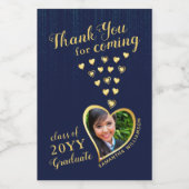 Elegant Navy Blue Bedankt 2025 Afstuderen Favoriet Wijn Etiket (Enkel label)