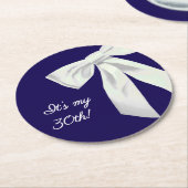 Elegant Navy Blue Birthday Paper Coasters Ronde Kartonnen Onderzetter (Gebogen)