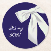 Elegant Navy Blue Birthday Paper Coasters Ronde Kartonnen Onderzetter (Voorkant)