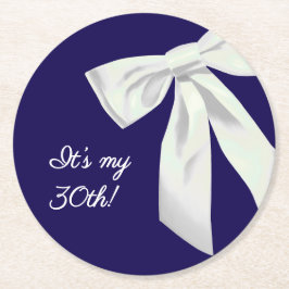 Elegant Navy Blue Birthday Paper Coasters Ronde Kartonnen Onderzetter