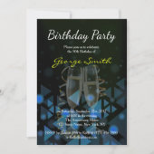 Elegant Navy Blue Birthday Party Invite Kaart (Voorkant)
