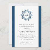 Elegant Navy Blue Birthday Party Kaart (Voorkant)