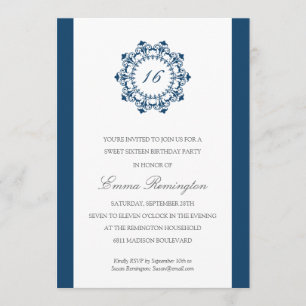 Elegant Navy Blue Birthday Party Kaart